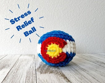 Hand made Stress ball, colorado flag squish plush toy, anxiety and stress management toy