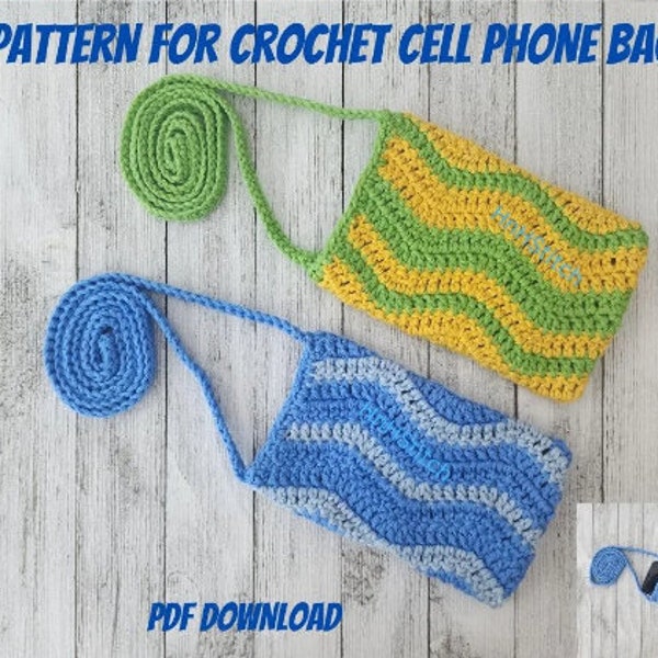 PATTERN for CROCHET Cell phone bag, mobile purse with strap, cross body bag, PDF Instant Download pattern