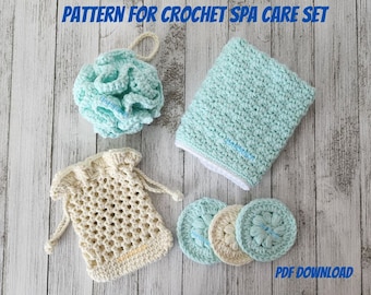 PATTERN for Crochet Spa Care Set, PDF Download for bath gift set