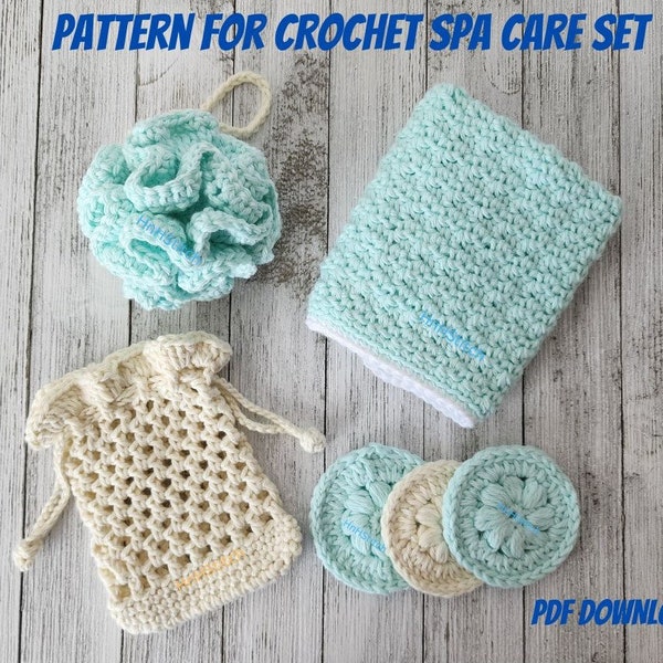 PATTERN for Crochet Spa Care Set, PDF Download for bath gift set