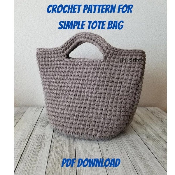 PATTERN for crochet tote bag, Crochet ribbon yarn, t shirts yarn tote bag pattern, PDF download pattern for bag