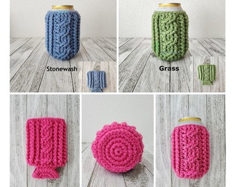 Handmade Beverage Can cozy, Crochet Beer can sleeve, fordable cozies for can mason jar