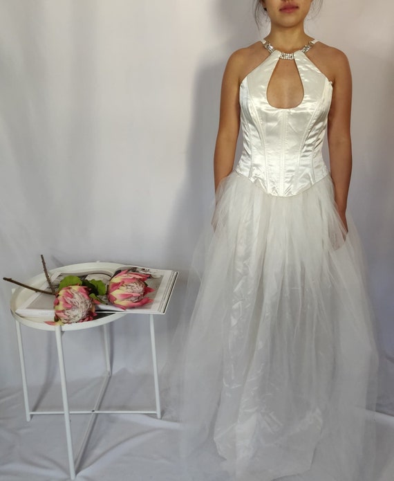 Vintage White Corset Maxi Dress (Wedding Dress)