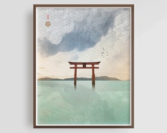 Torii - Japanese Art Print, Japan Wood Block, Japan Wall Art, Japan Poster, Japanese Decor,  Home Decor, Wall Art Print, Asian Deco, Zen