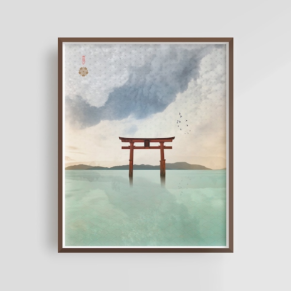 Torii - Japanese Art Print, Japan Wood Block, Japan Wall Art, Japan Poster, Japanese Decor,  Home Decor, Wall Art Print, Asian Deco, Zen