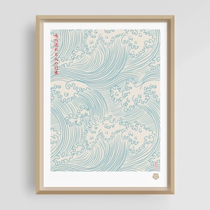 Las olas japonesas - Impresión de Hokusai, impresión de arte japonés, póster vintage japonés, descarga digital, bloque de madera, ukiyo-e, japandi, abstracto