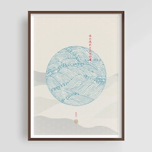 Circle of Waves - Japanese Waves, Hokusai Print, Japanese Art Print, Japanese Vintage Poster, Digital Download, Woodblock, ukiyo-e, Japandi