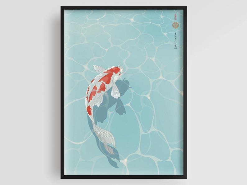 Red and White Koi Art Print