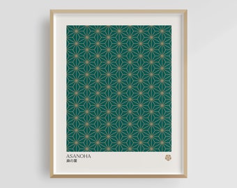 Asanoha - Lámina artística japonesa, estampado Wagara, arte mural Japandi, descarga digital, decoración asiática, arte mural abstracto, póster japonés