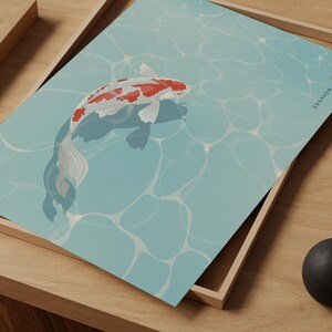 Zen art print with a Japanese Koi fish