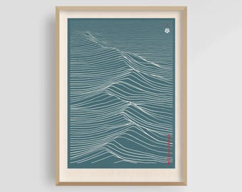 The Imperfect Wave - Japanese Waves, Japanese Art Print, Japanese Vintage Poster, Digital Download, Wabi Sabi, Japandi, Minimalist poster