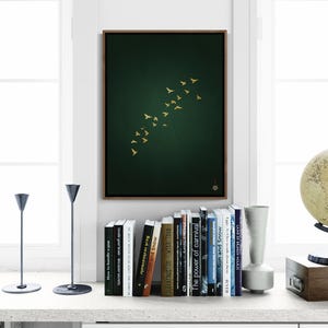 Emerald Green Japanese artwork in a modern loft office