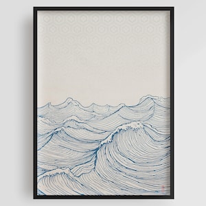 Minimalist Japanese Waves | Japanese Art Print | Japanese Vintage Poster | Abstract Wave | Japandi Wall Art | ukiyo-e | Minimalist poster