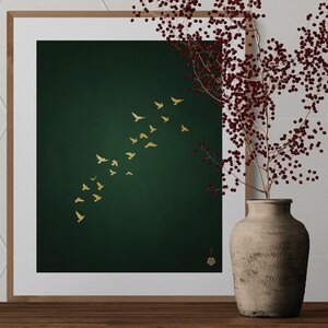 Green Flying birds poster
