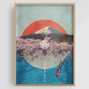 Fujimar - Mount Fuji Wall Art, Hokusai Print, Japanese Art Print, Sakura Art, Japan Aesthetic Art, Koi Fish Art, Japanese Vintage Poster