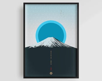 Mount Fuji at Night - Japanese Art Print, Mount Fuji-kunst, Mount Fuji, kunst aan de muur Japandi, Hokusai-kunst, Japanse vintage, woodblock, ukiyo-e