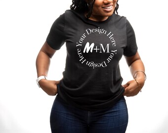 Bella Canvas 3001 Black T-Shirt Mock Up | Black Model Mock Up | African American Mock Ups | Black Woman Dreadlocks Model | Locs