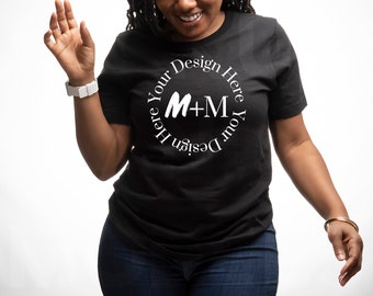 Bella Canvas 3001 Black T-Shirt Mock Up | Black Model Mock Up | Next Level | Gildan | SVG | Logo | Black Woman Dreadlocks Model | Locs