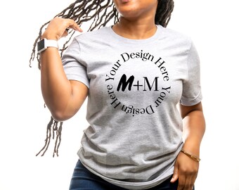 Bella Canvas 3001 Athletic Heather Gray T-Shirt Mock Up | Black Model Mock Up | African American Mock Ups | Black Woman Lifestyle Outdoors