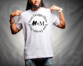 Bella Canvas 3001 White T-Shirt Mock Up | Black Male Mock Up | African American Mens Models | Lifestyle | Black Male Fashion | Loc Model