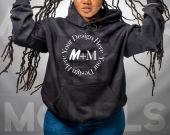 Black Hoodie Mock Up | Black Woman Mock Up | Black owned business | Lifestyle | Black Female Winter Fashion Pullover