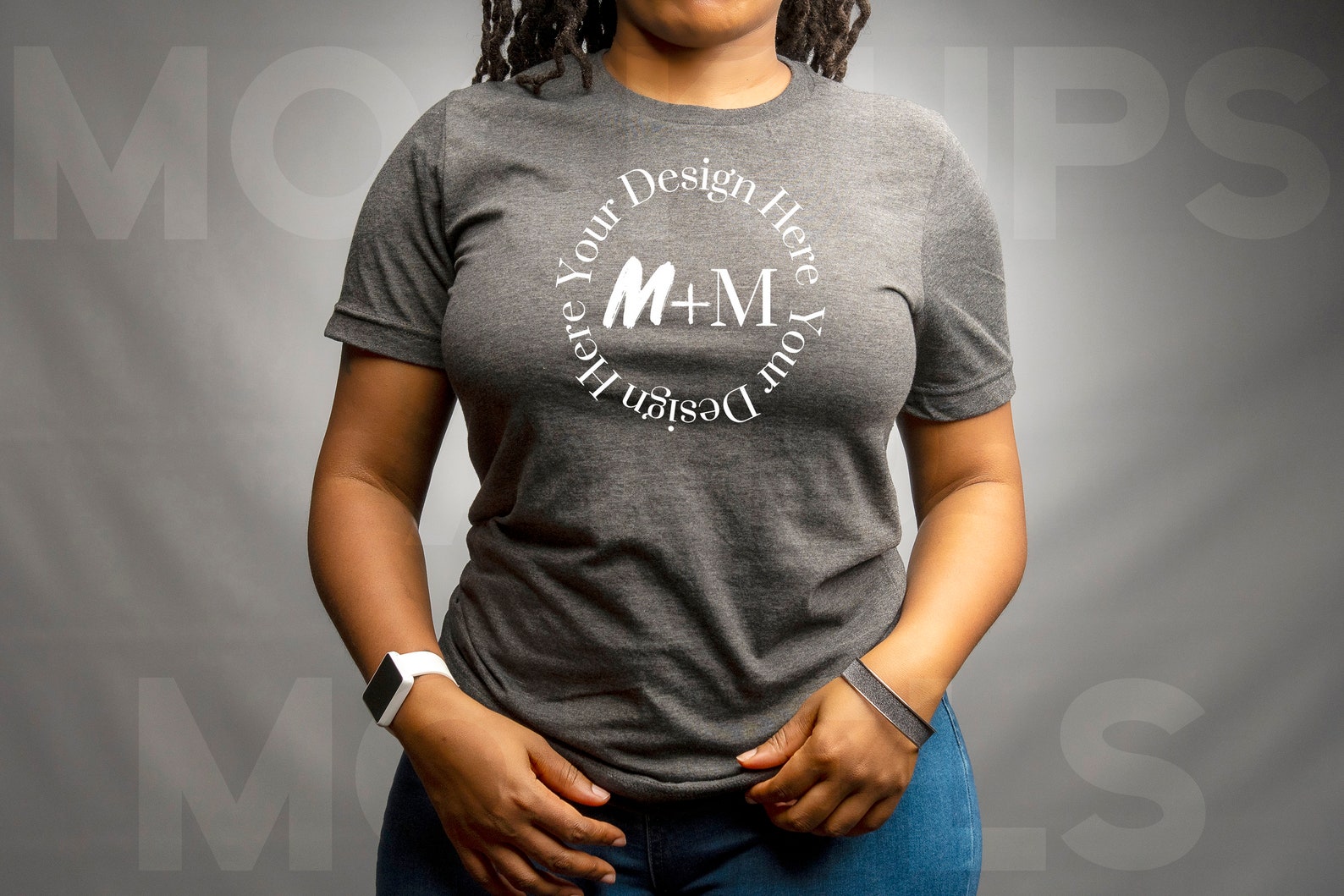 Bella Canvas 3001 Dark Grey Heather TShirt Mock Up Black