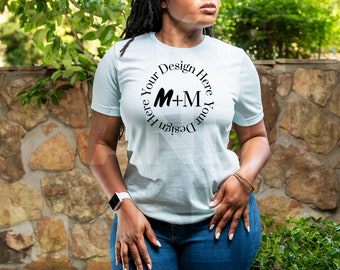 Bella Canvas 3001 Prism Ice Blue T-Shirt Mock Up | Black Model Mock Up | African American Mock Ups | Black Woman Lifestyle Outdoors