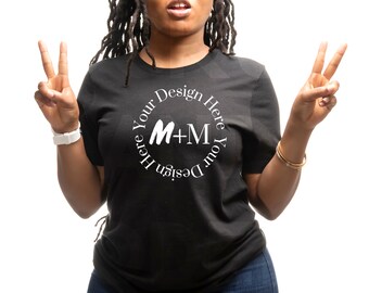 Bella Canvas 3001 Black T-Shirt Mock Up | Black Model Mock Up | African American Mock Ups | Black Woman Lifestyle Fashionable
