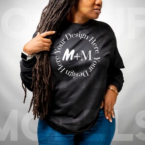 Black Bella Canvas 3501 Long Sleeve | Black Girl Mock Up | Mockups and Models | High Quality Mock ups | Next Level | Best Mockups | Anvil