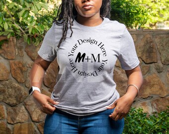 Bella Canvas 3001 Athletic Heather Gray T-Shirt Mock Up | Black Model Mock Up | African American Mock Ups | Black Woman Lifestyle Outdoors