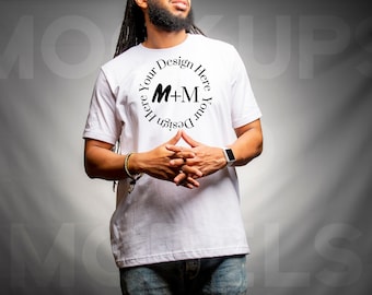 Bella Canvas 3001 White T-Shirt Mock Up | Black Male Mock Up | African American Mock | JPEG | High-Fashion | Loc Model | Mockups and Models