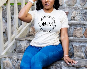 Bella Canvas 3001 Soft Cream T-Shirt Mock Up | Black Model Mock Up | African American Mock Ups | Black Woman Lifestyle Fashionable