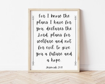 Jeremiah 29:11 Bible Verse | Cheap Wall Quotes| Christian Quotes for Home | Digital Prints 8x10 | 4x6 | 11x13 | 24x36 | Farmhouse Decor
