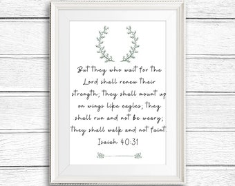 Isaiah 40:31 | Christian Nursery Wall Art | Bible Verse Wall Art | Bible Verse Sign | Bible Verse Printable | Inspirational Quote  Farmhouse