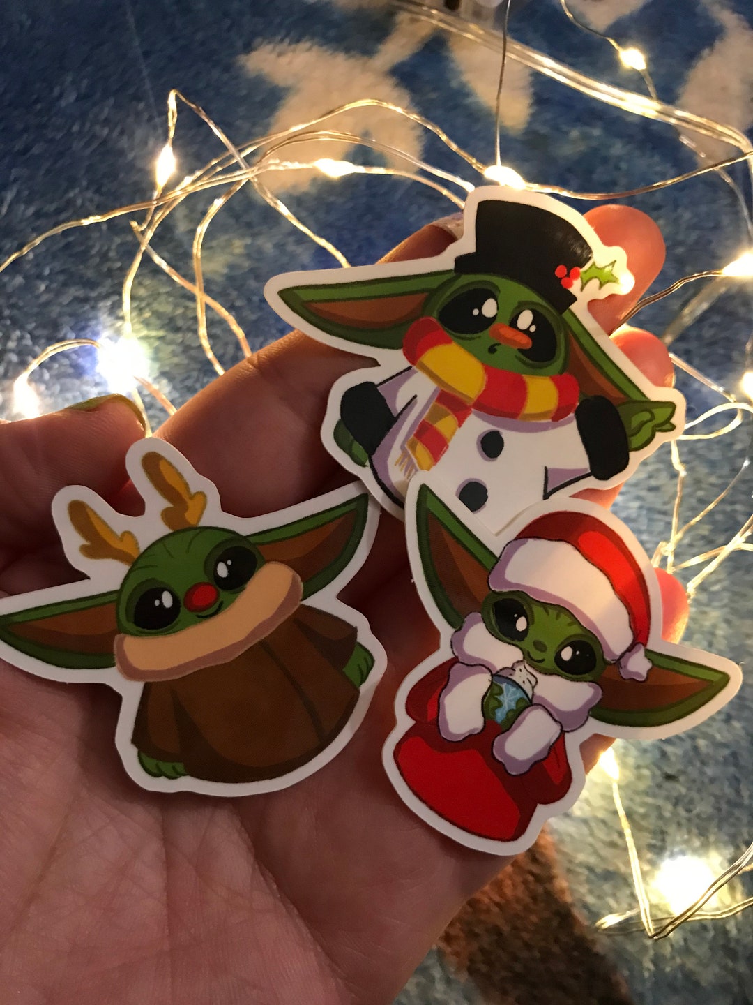 Baby Yoda Holiday Stickers Pack Star Wars Cellphone Water Etsy