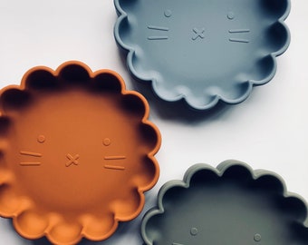 Assiette ventouse en silicone, assiette lion, assiettes allaitement et enfant, sevrage