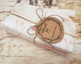 Cloth Baby Wipes Washrags Reusable Eco-Friendly Flannel Wipes - Coral Arrows & Dots