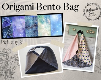 Japanese Origami Bento Bag | Boho Bag | Market Bag | Tote Bag - Blue Celestial Magic