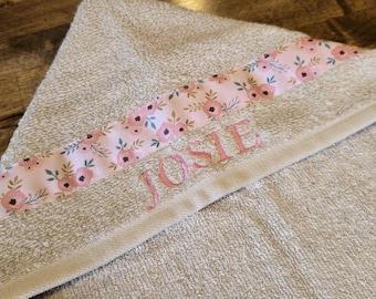 Toalha de banho infantil com capuz, personalizada com bordado ou monograma, toalha grande e absorvente.