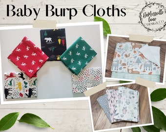 Large Custom Baby Burp Cloths | Spit up rags - Christmas Wilderness