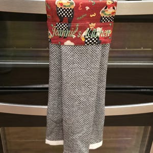 PERSONALIZED Embroidered Easy Pull-through Hanging Kitchen Towel Set of ...