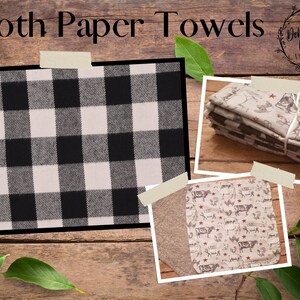Toalhas de papel de pano, toalhas de pano reutilizáveis, panos de cozinha - Black Buffalo Check
