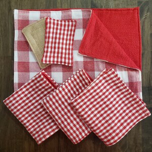 Kitchen Towel & Scrubbie Set | Zero Waste - BBQ Grill Red White Plaid
