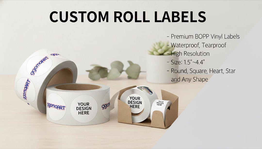 Custom Stickers Labels Printed on A Roll - Vinyl Gloss Weather Proof ...