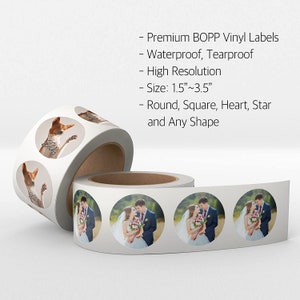 100+ Custom Labels on roll Premium  Vinyl Gloss Weather Proof Labels - Custom Sticker, Personalized Sticker, Logo