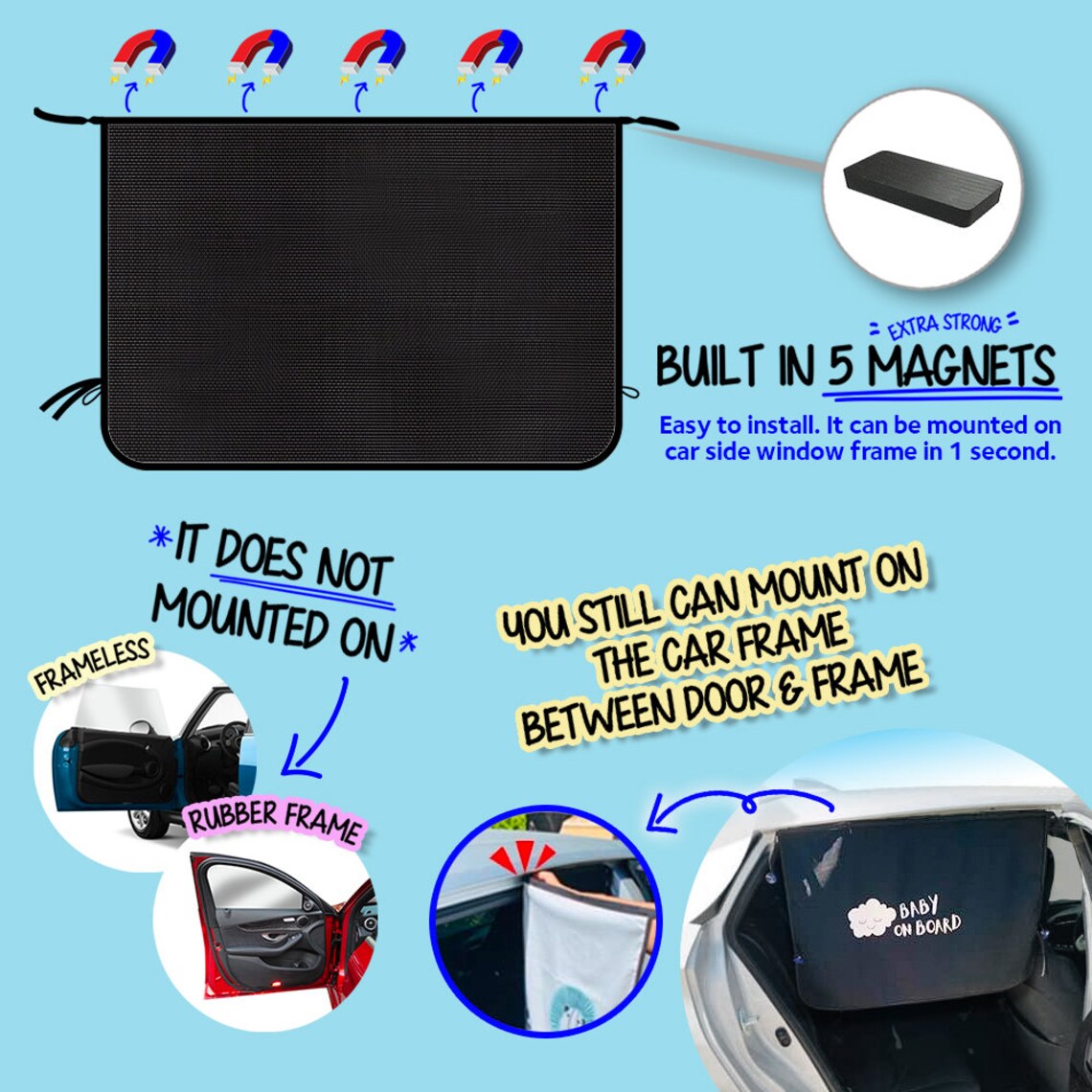 Car Window Shade Universal Curtain With Sun Etsy