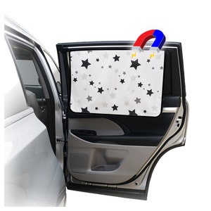 Magnetic Car Side Window Shade - Universal Curtain with Sun Protection Block Damage from Direct Bright Sunlight, and Heat - 1 Piece of Stars
