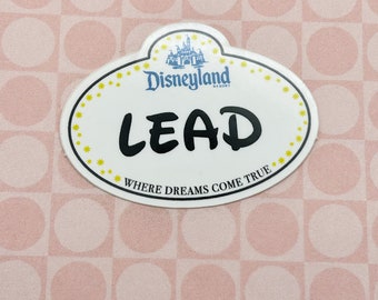Lead Nametag Cast Member Vinyl Sticker | Theme Park Employee Stickers