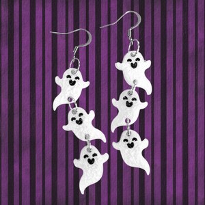 Triple Ghosts Halloween Dangle Resin Earrings | Ghost Earrings | Halloween Earrings