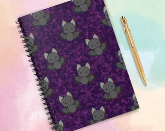 Bat Spiral Notebook | Halloween Journal, 6x8"